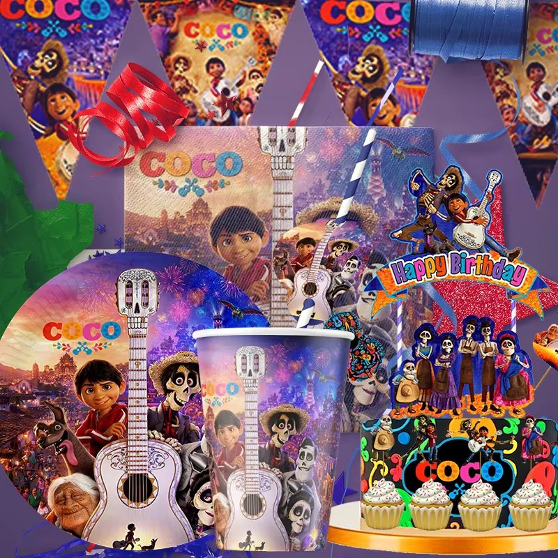 Cartoon Disney Musical Coco Theme Party Supplies Tableware CupPlate Topper Kid BabyGirls Birthday PartyDecoration Baby Shower