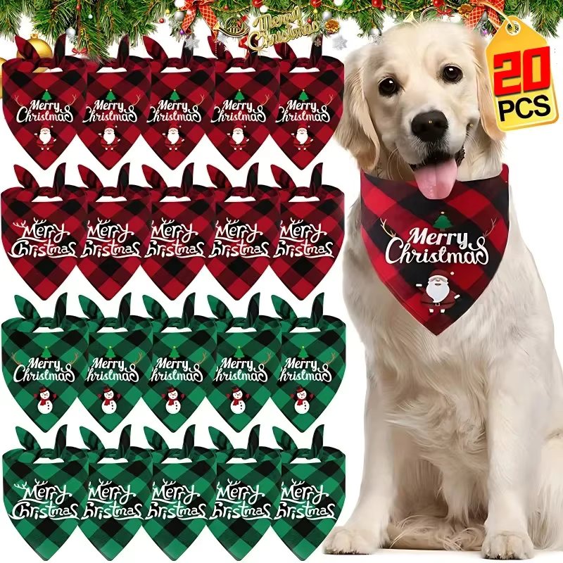 20/1PCS Pet Triangle Scarf For Large Dog Christmas Party Dog Bandanas Dog Drool Bib Pet Grooming Accessories Pet Supplies