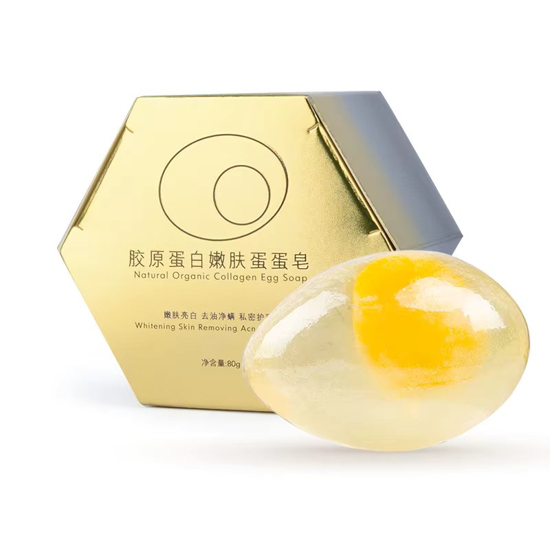 Natural Organic Collagen Egg Soap Wholesale Collagen Handmade  Face Bath Soap Bar 80g Savon Eclaircissant  Sabun