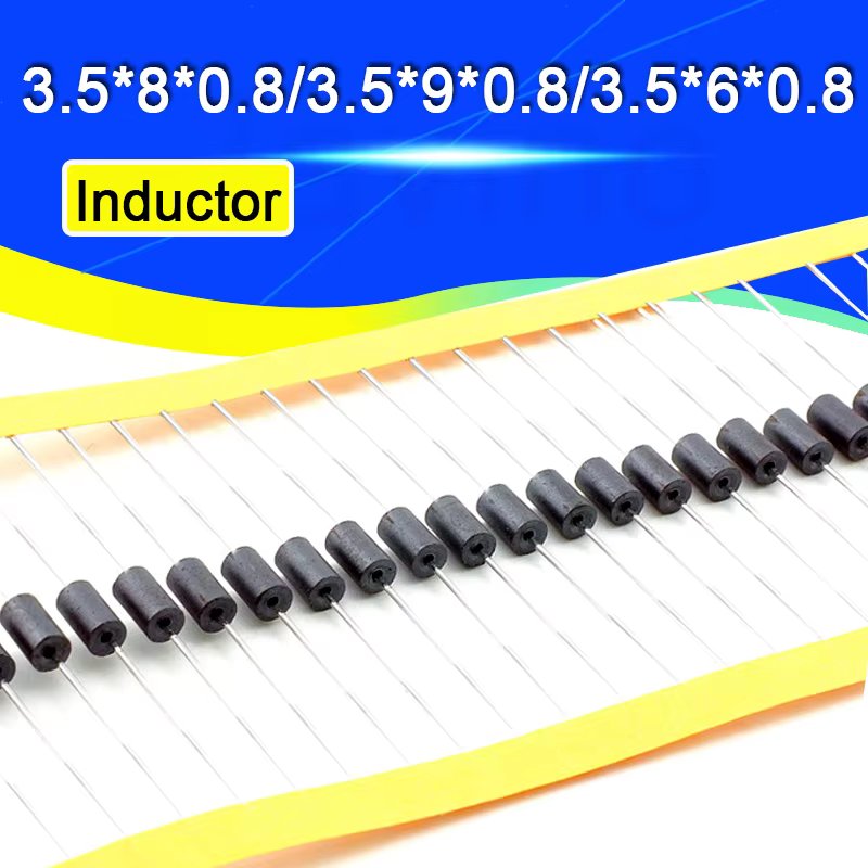 50PCS/LOT Inductor beads 3.5*8*0.8 3.5*9*0.8 AXIAL FERRITE Beads 3.5x8x0.8 3.5x9x0.8/3.5*6*0.8mm Inductance