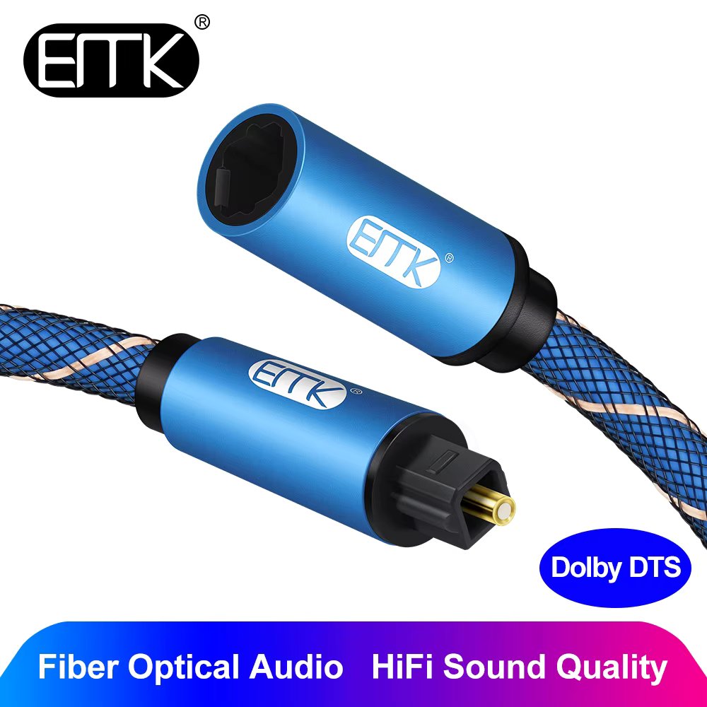 Optical Cable, EMK Toslink Cable Male to Female Digital Audio Optical Extension Cable for Speaker Amplifier Soundbar TV