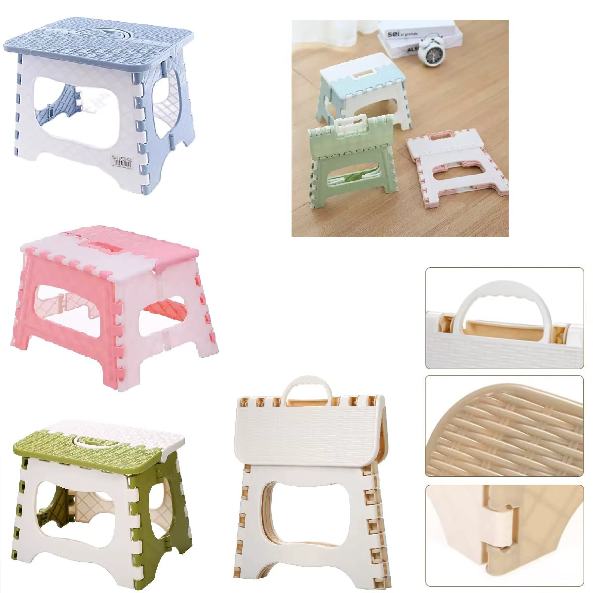 2 Reinforced Folding Plastic Children's Stool Stool