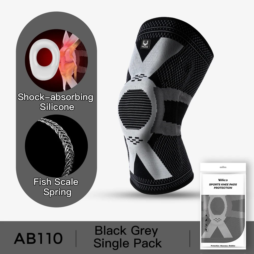 Vilico 1PC Silicone Padded Basketball Knee Pads Patella Brace Kneepad Joint Support Fitness Compression Knee Sleeve Protector