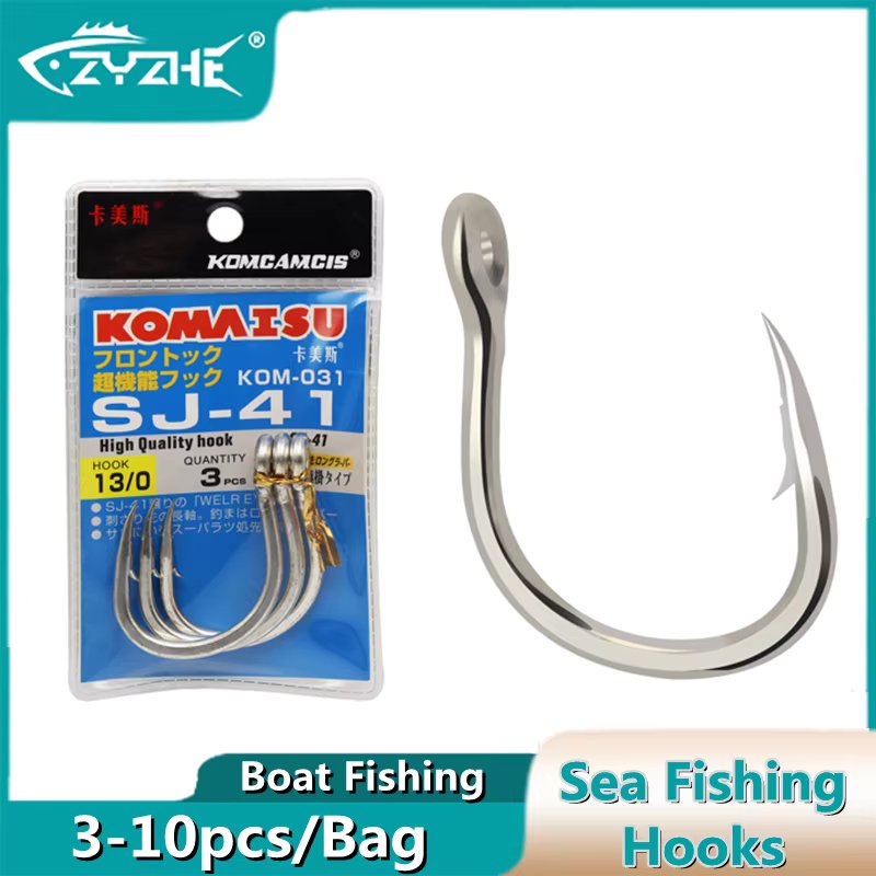 ZYZ Sea Fishing Hook Stainless Steel 9sizes Corrosion-resistant Fishhook Tackle Barbed Large Size Ocean Boat Fishing-Hook