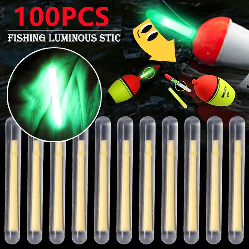 2.2-4.5mm 50/100PCS Night Fishing Float Firefly Fluorescent Rod Light Dark Glow Stick Fishing Lasting Visible Fishin Accessories