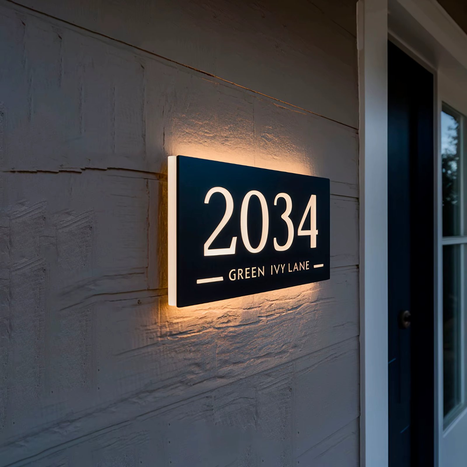 LED Backlit House Number Sign Modern Illuminated Address Plaque Personalized House Sign Lighted Address Plaque