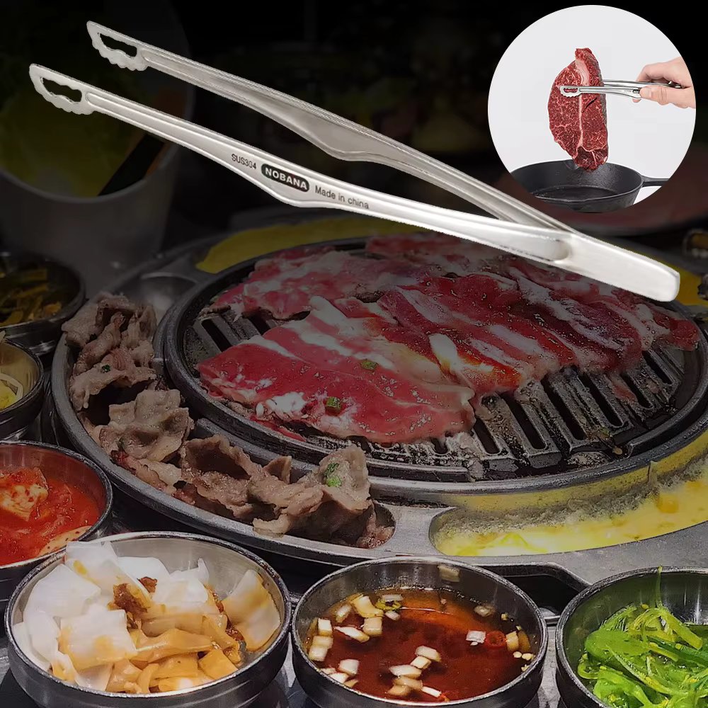 Multifunction Barbecue Clip 304 Stainless Steel Grill Tongs Non-Slip Handle Fried Barbecue Clip Steak Bread Cooking Utensils