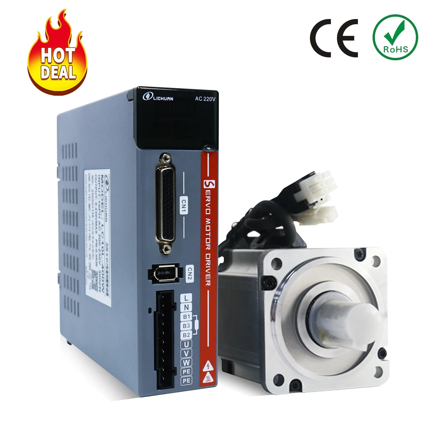 Lichuan 220V 3000RPM IP65 AC Servo Motor Drivers Kit A5 200W 400W 600W 750W 1000W AC Servo Motor with Driver for CNC Machine