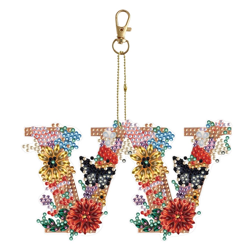 A-Z Letter DIY Diamond Painting Ornament Double Sided Diamond Art Key Ring Full Drill Diamonds Pendants for Beginners Home Decor