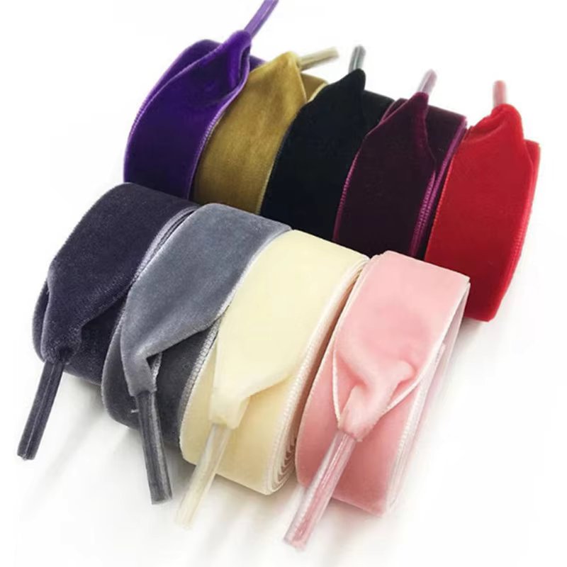 Hot 110cm Length 1.6 cm Width Velvet Surface Shoelaces Women Men Black White Blue Colorful Sports Casual Shoes Laces Bootstrings