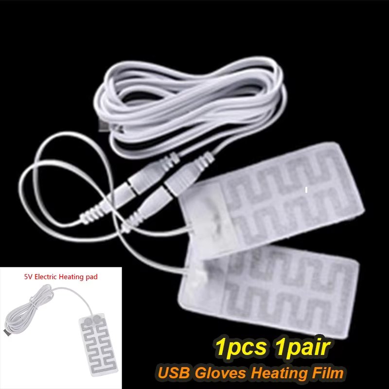 DIZETION 1 Pair 1pc Thermal Electric USB Gloves Heater Heated Gloves Carbon Fiber Cloth Skis Mittens Winter Heating Film Pad