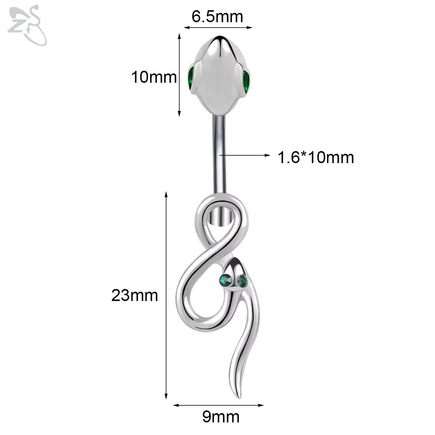 ZS 14G 1 Piece Stainless Steel Belly Button Ring Leaf Heart Long Pendant Navel Rings CZ Crystal Navel Piercing Body Jewelry Gift