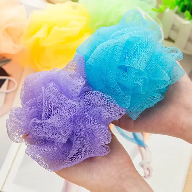 1/2pc Mini Soft Body Bubbles Sponge Bath Ball Nylon Scrubber Loofah Mesh Net Ball Cleaning Bath Sponge Multi-color Shower Flower