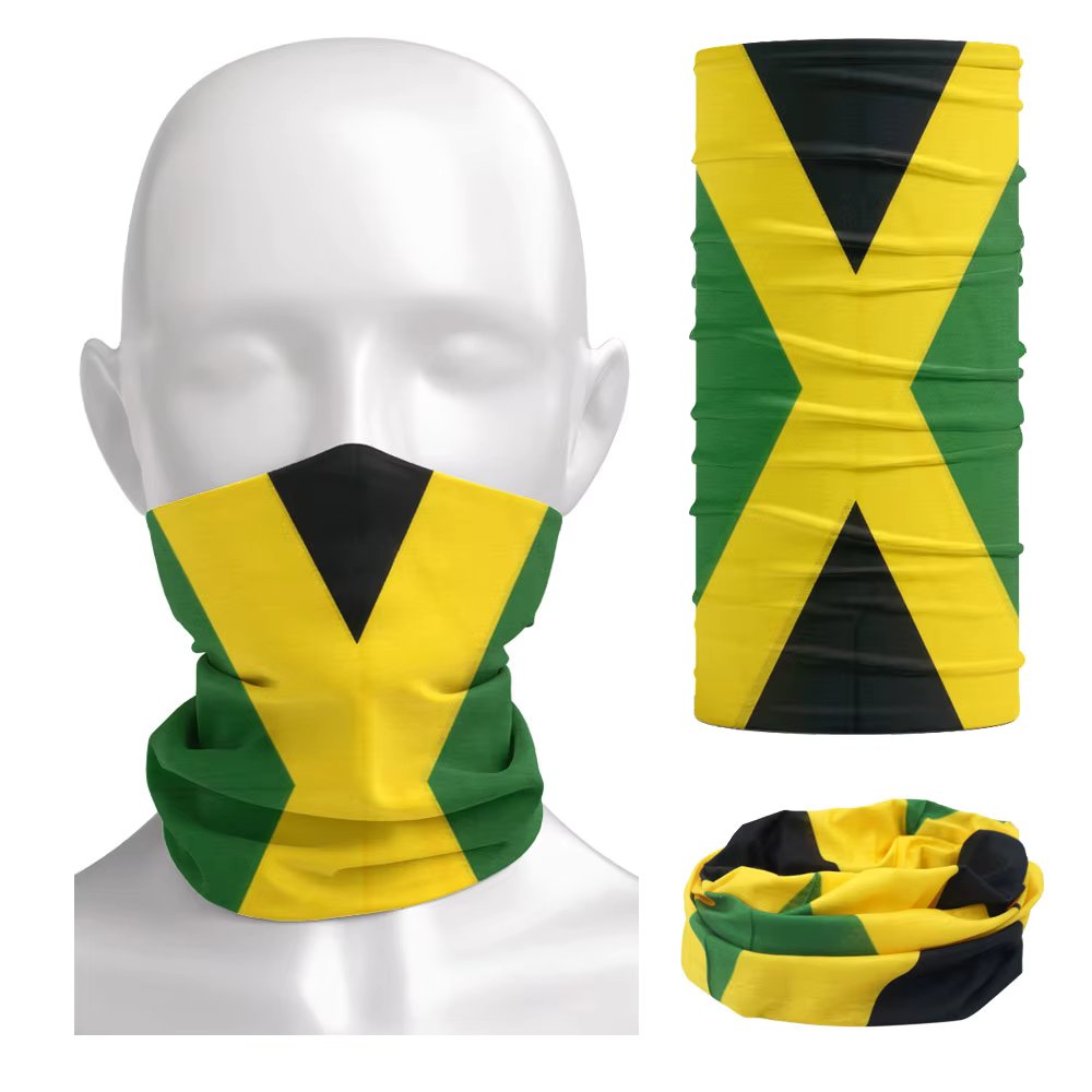 Breathable Running Face Mask Scarves Jamaica Flag Bandana Snood 100% Polyester Biker Multi Purpose Use Head Wrap Neck Gaiter JM