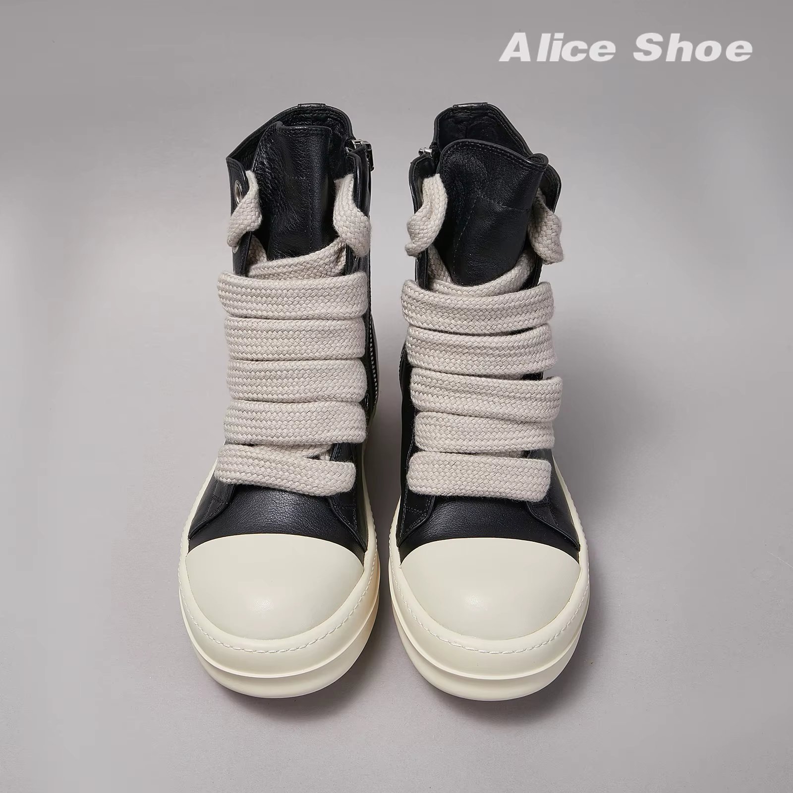 Brand Casual Men Shoe High Top Women Sneaker ricks Jumbo Lace-up Black Geobasket Leather owen Zip Luxury Thick-sole Ankle Boot