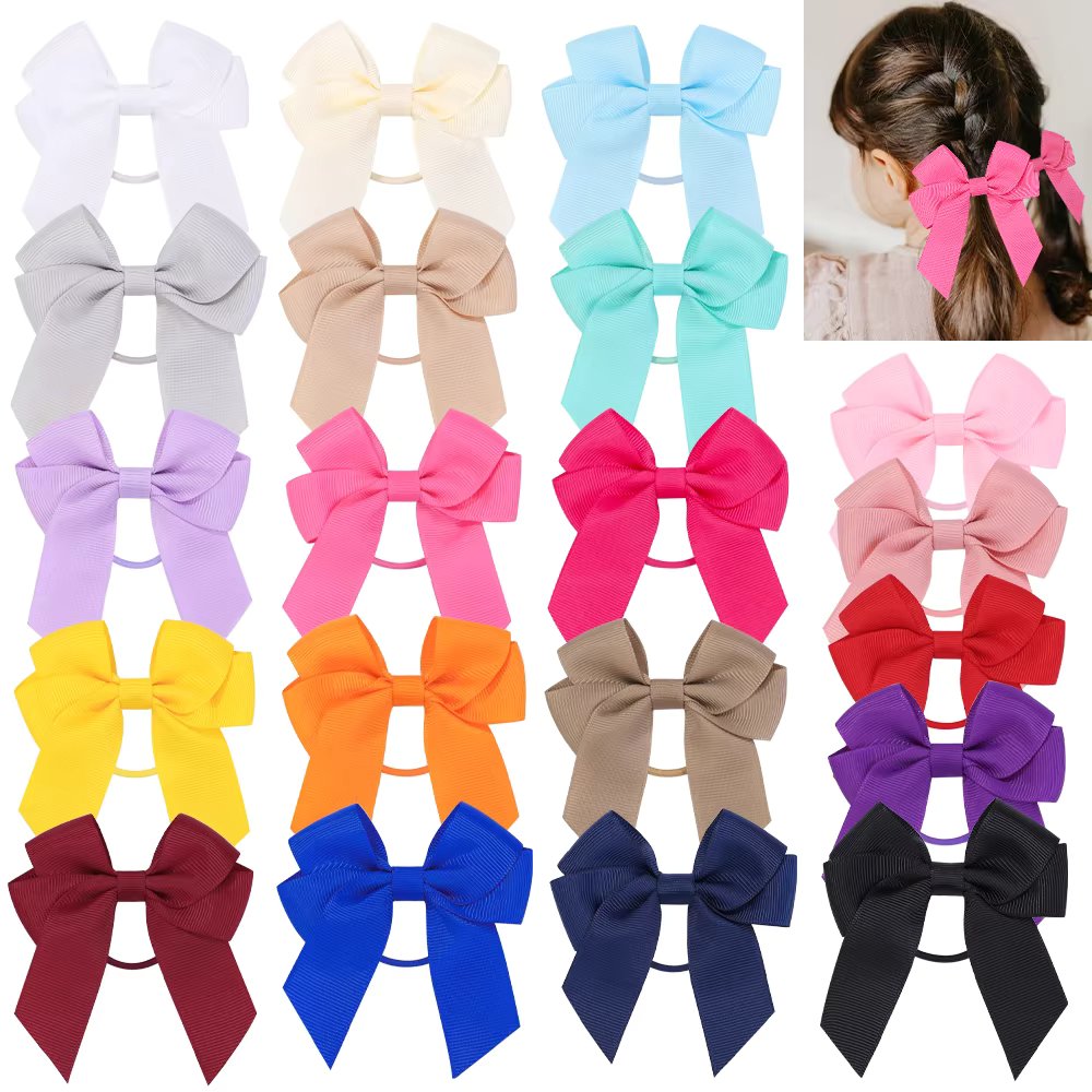 1/2 Pcs Sweet Hair Ribbon Hair Band for Girls Toddler Cheer Bow Head Rope Kids Headwear Double Ponytail Support Hair Accessories