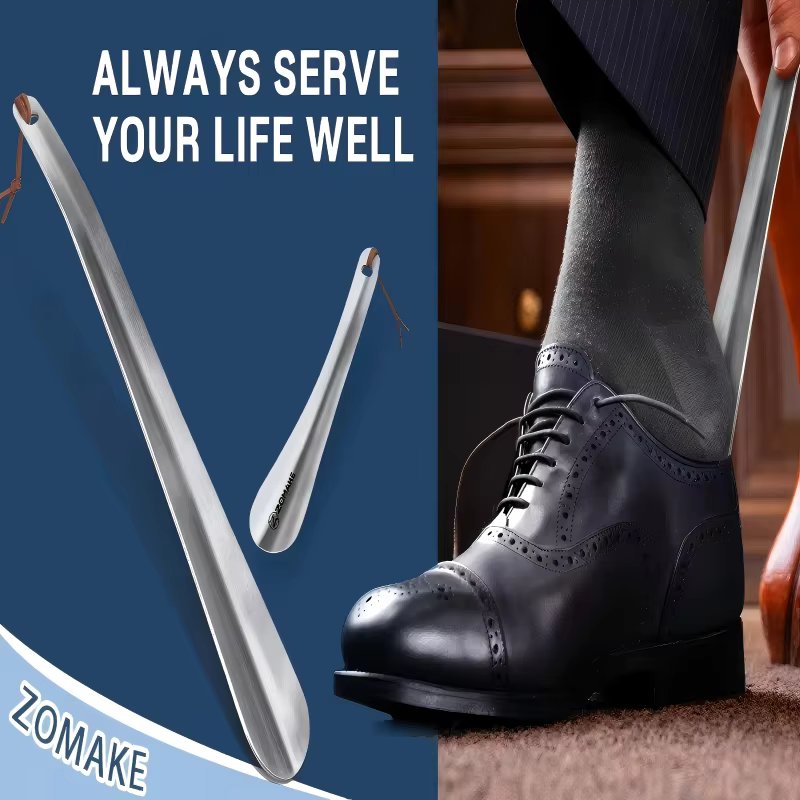 30CM Metal Shoe Horns Long Handle ShoeHorn Quality Stainless Steel Shoe spoon Lifter Shoe Helper Aid Tool Shoe Accessories