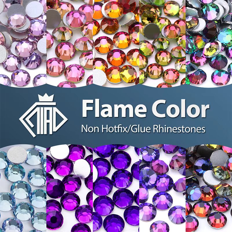 QIAO SS6-SS30 Volcano Rhinestones Glitter Nail Crystals Glass Non-Hotfix Silver FlatBack Glass Gems Decorations DIY