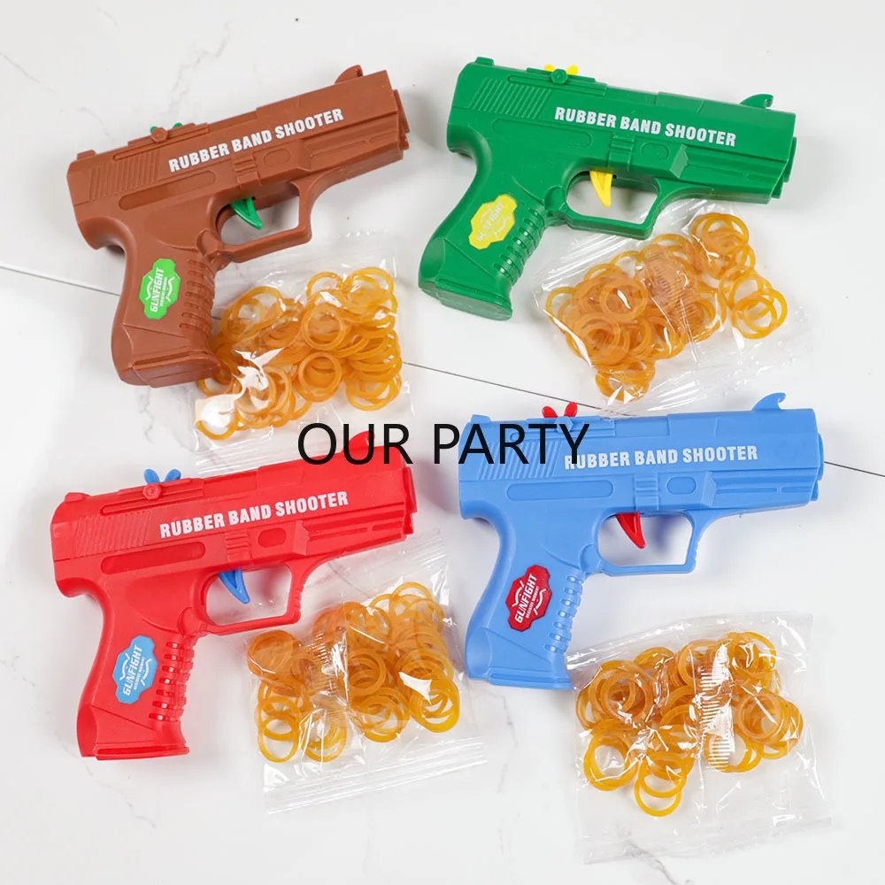 4Pcs Mini Folding Rubber Band Plastic Gun Outdoor Toys for Kids Boy Birthday Party Favors Giveaway Goodie Bag Pinata Fillers