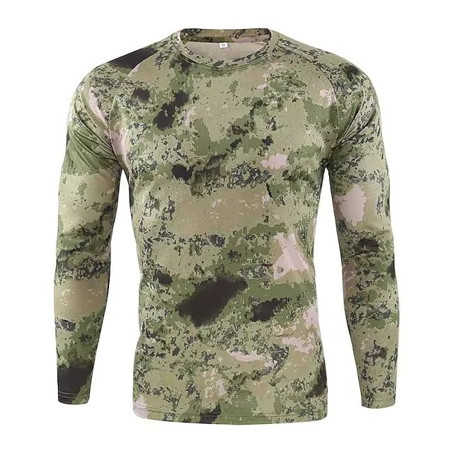 Fashion men's camouflage printed T-shirt casual trend army fan Y2K tops autumn new streetwear men's long sleeved round neck tees
