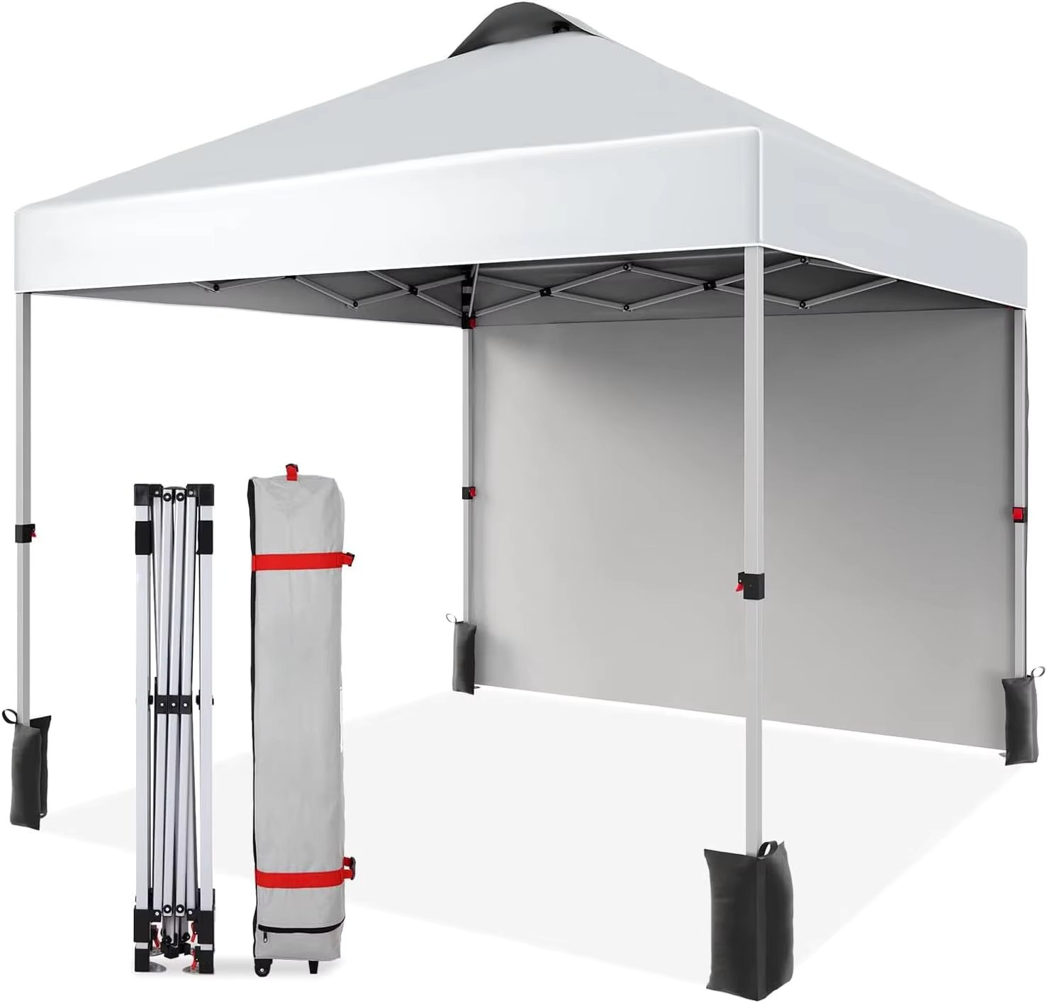 10x10 Commercial Pop Up Canopy,Outdoor Pop Up Canopy with 1 Sidewall, Portable Canopy, 4 Stakes, 4 Ropes, 4 Weight Bags