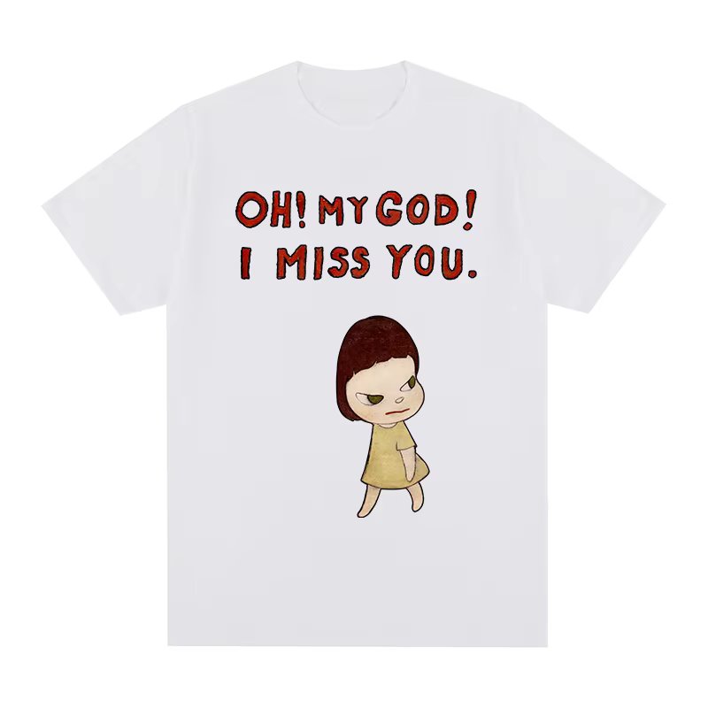 Yoshitomo Nara i miss you black o neck t-shirt Pre-shrunk Cotton Men T shirt New TEE TSHIRT Womens tops