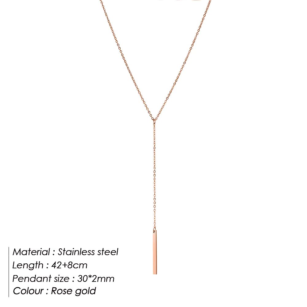 eManco Korean Style Women Gold Color Stainless Steel Necklace Fashion Layered Necklace Jewelry Sweater Chain