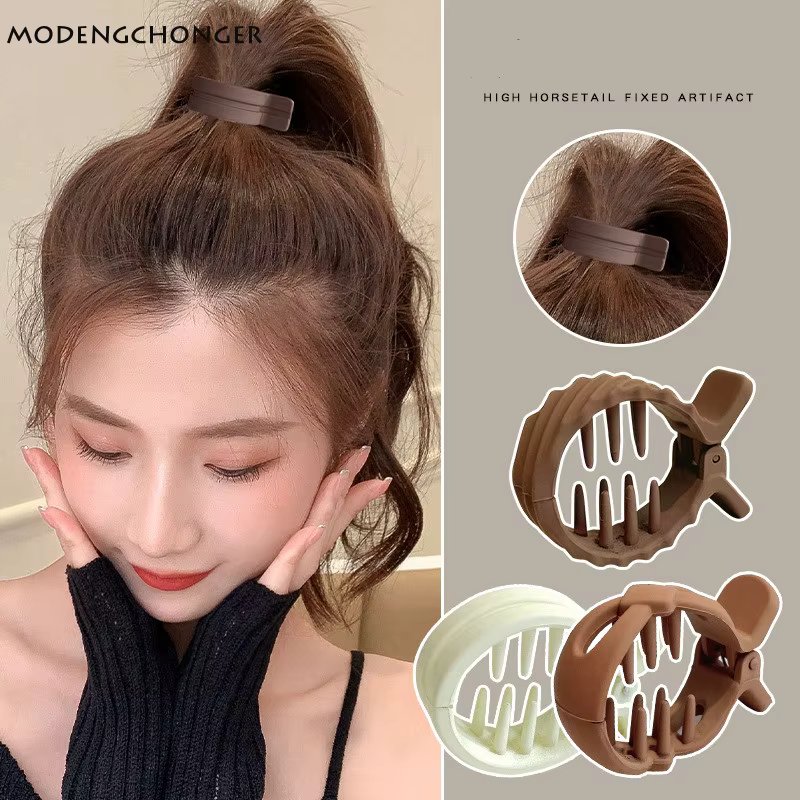 New Matte Round Grab Clip High Ponytail Fixed Gripper Artifact All-Match Retro Shark Clip Hairpin For Women Back Head Hairpin