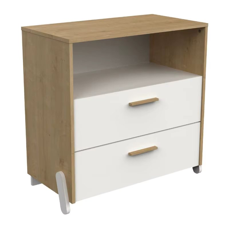 Miroytengo comfortable child childish Naili 2 drawers bedroom Oak Hamilton and matte white 73X74 Cm