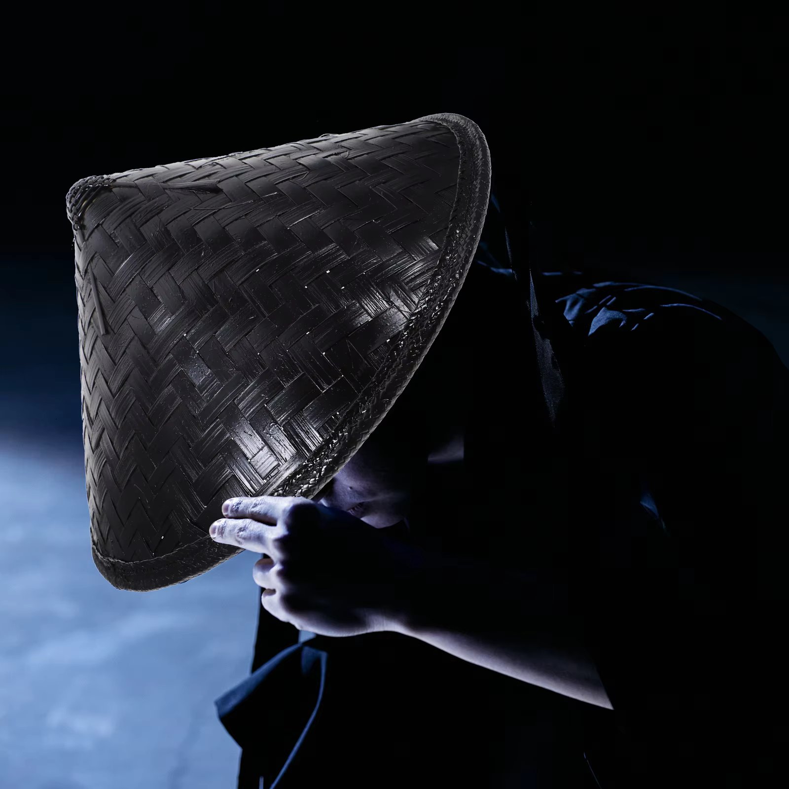 Handmade Japan Samurai Hat Black Hat Japan Bamboo Hat Samurai Cosplay Knight Cap Rice Hat Fish Chinese Decor Adult Cosplay