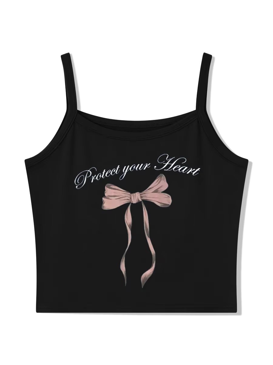 Women s Summer Cami Tops Cute Bow Cherry Print Tank Tops Sleeveless Spaghetti Strap Camisoles