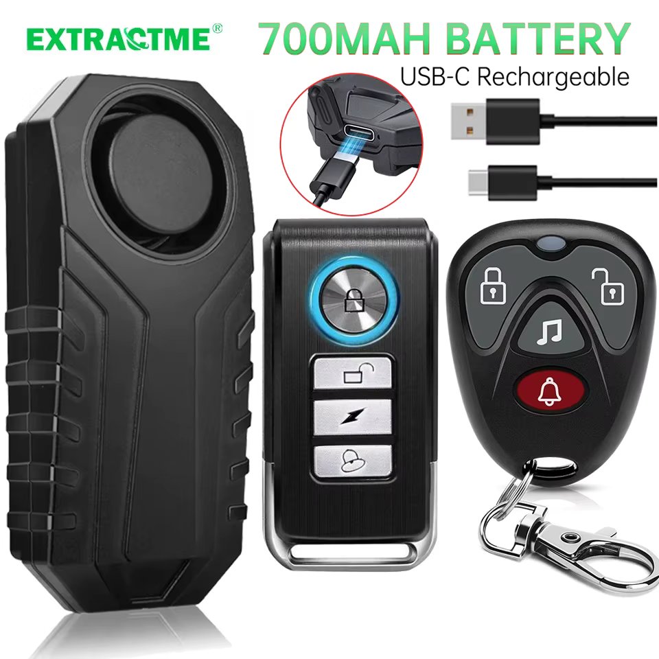 Extractme Motorcycle Burglar Alarm with Remote Control 113DB Wireless Waterproof Car Electric Bicycle Security Anti Lost Alarm