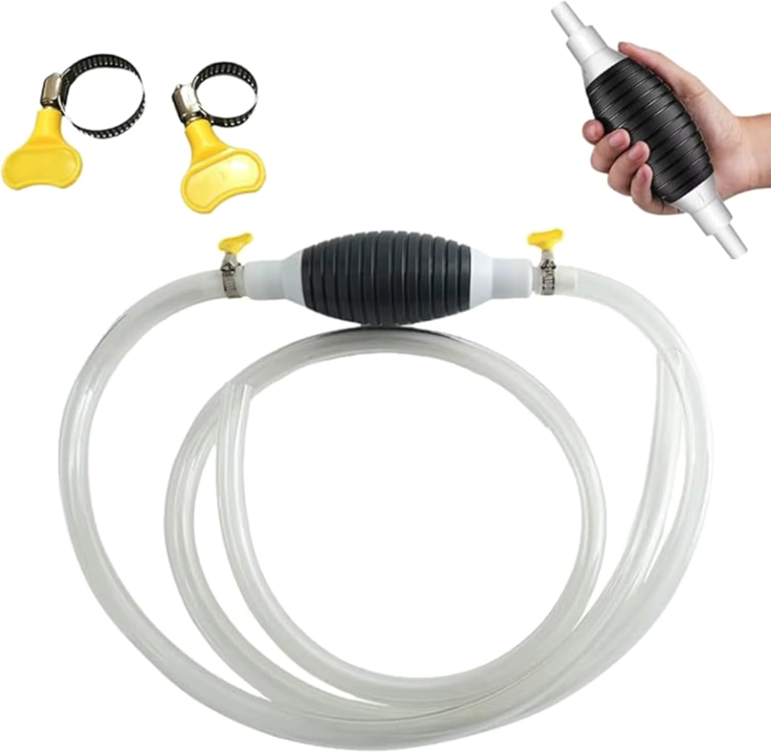 Wenrecu Hand Pump Petrol Pump, Diesel Pump Oil Pump with 2M Flexible PVC Sahlauch Universal Exhaust Pump