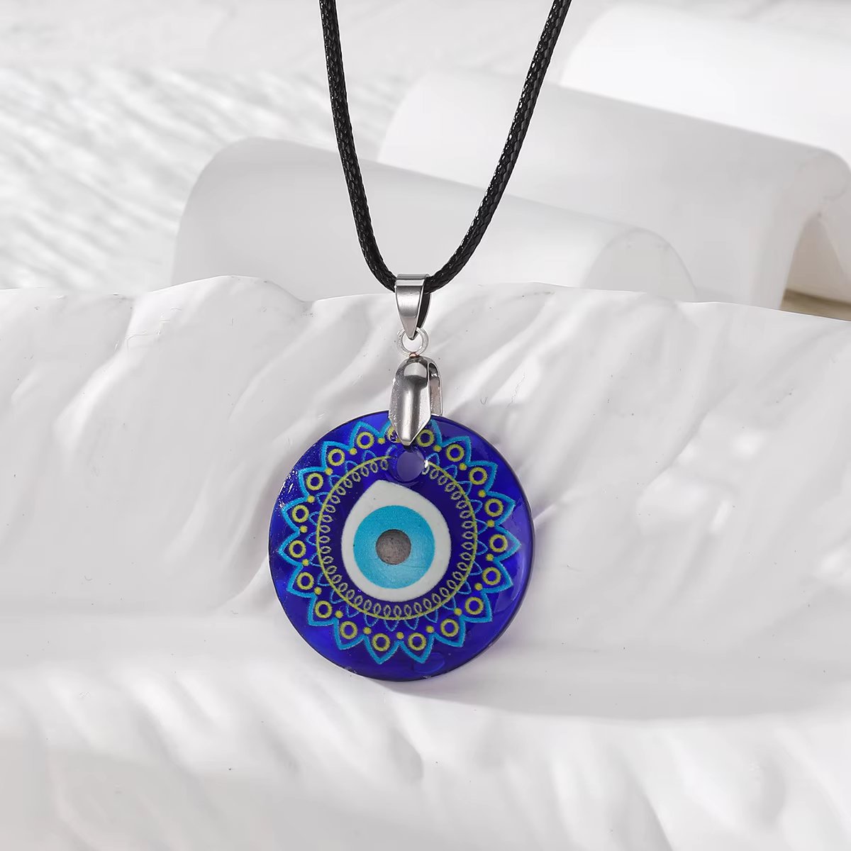 Boho Flower Blue Evil Eyes Rope Necklace for Women Men New Colorful Retro Floral Turkish Lucky Eye Sweater Clavicle Chains 목걸이