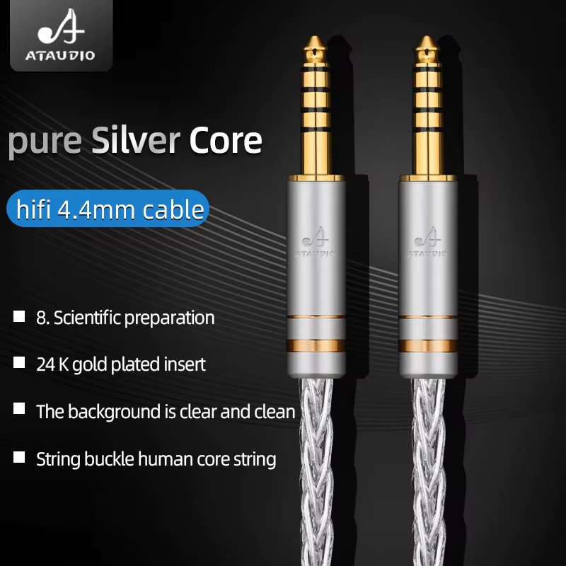 Pure silver HIFI  4.4mm Balance to 4.4 Balanced Audio Adapter Cable 4.4 Male to Male plug for HIBY zx300 NW WM1Z A ifi