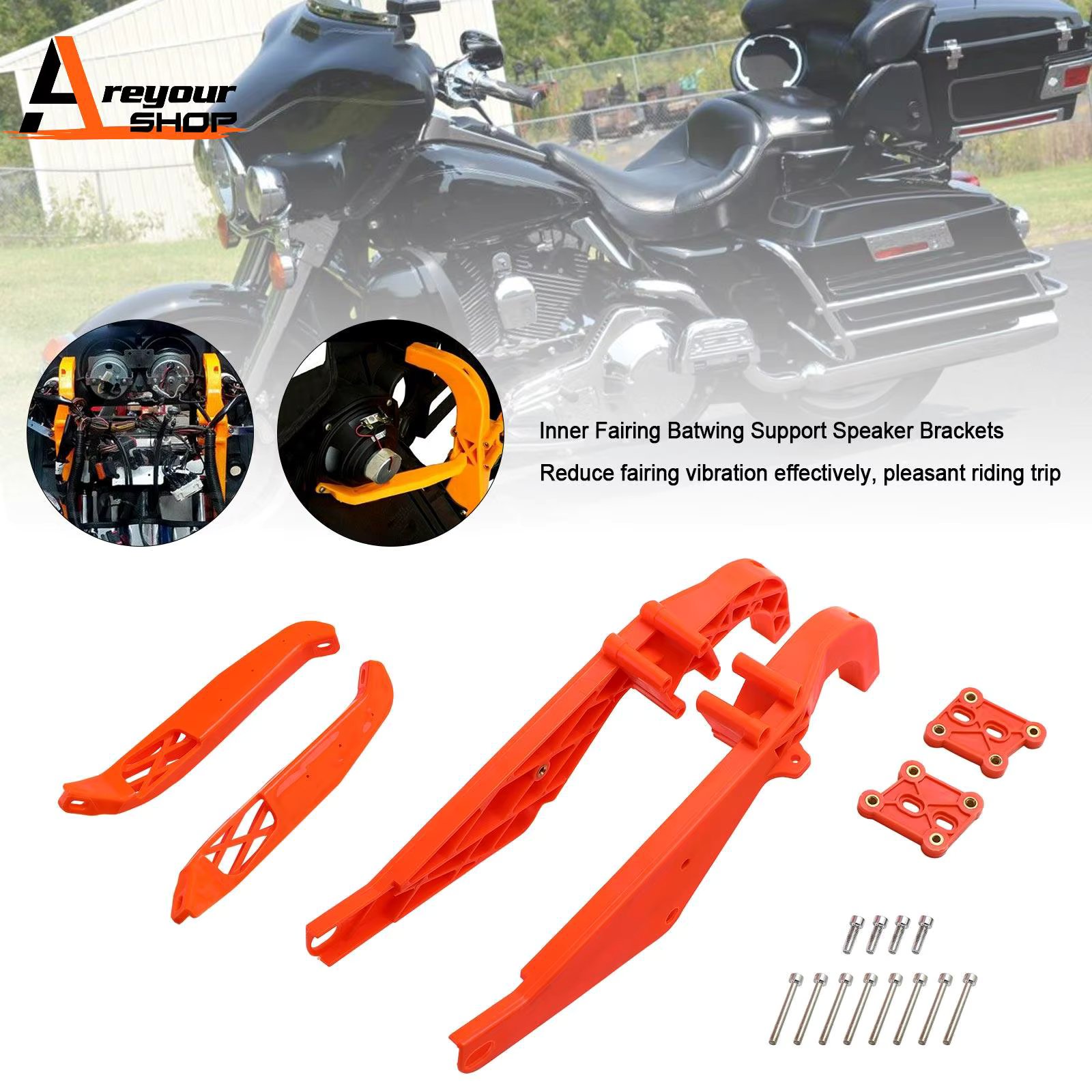 Inner Fairing Batwing Support Speaker Brackets for Touring Electra Glide 1996-2013