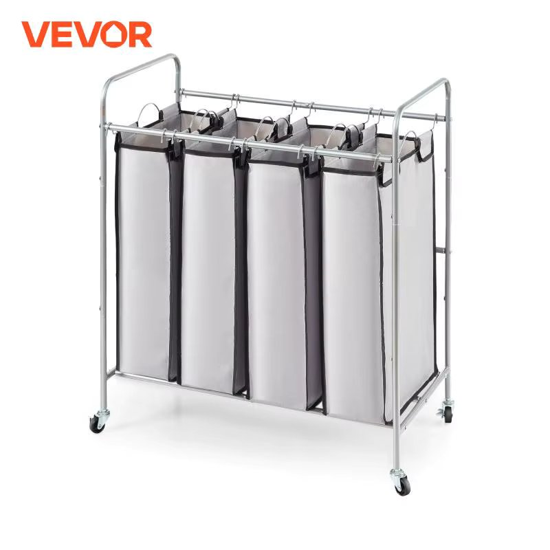 VEVOR Laundry Sorter Cart with 4 Bags High Capacity Laundry Basket Clothes Storage Bin Waterproof Laundry Organizer On Wheels