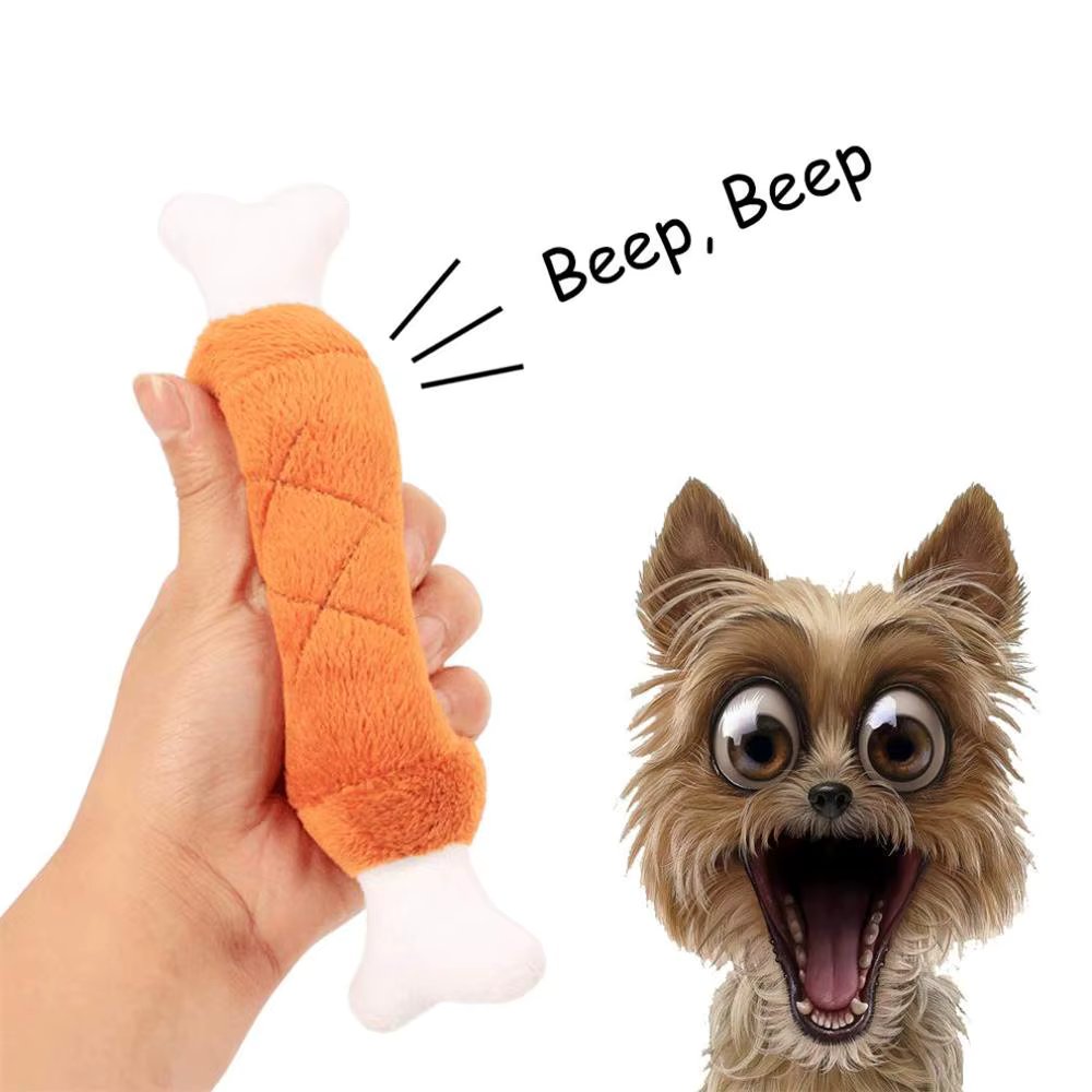 Pet Supply Soft Fleece Chicken Leg Interactive Squeak Sound Dog Toys For Outdoor Training Plush Bone Chicken Legs