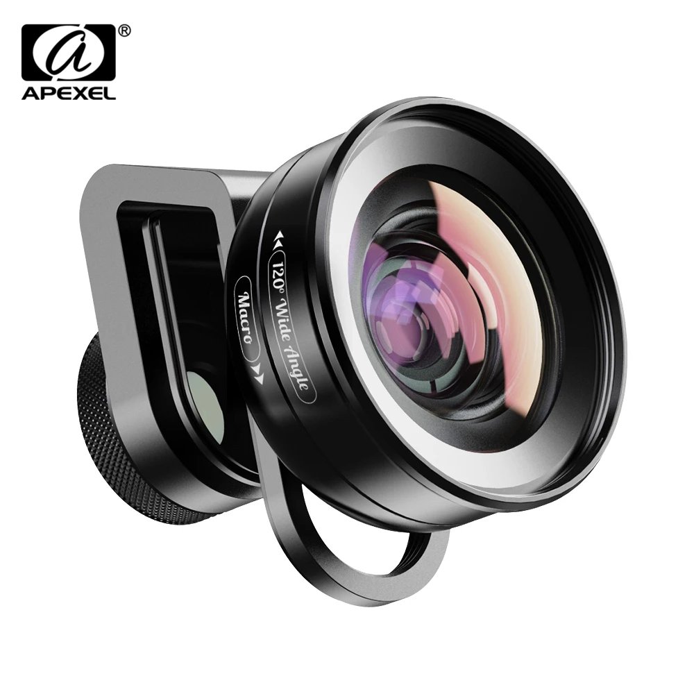 APEXEL 2 in 1 Lens 4K 120 Degree Super Wide Angle 10x lens for macro photography For iPhone Samsung xiaomi Realme All Cellphone