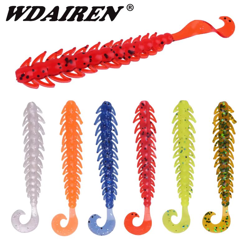 10pcs/Lot Larva Worm Soft Lure Fishing Jigging Wobblers 65mm/50mm Fishy Smell Artificial Silicone Bait Bass Pike Minnow Swimbait