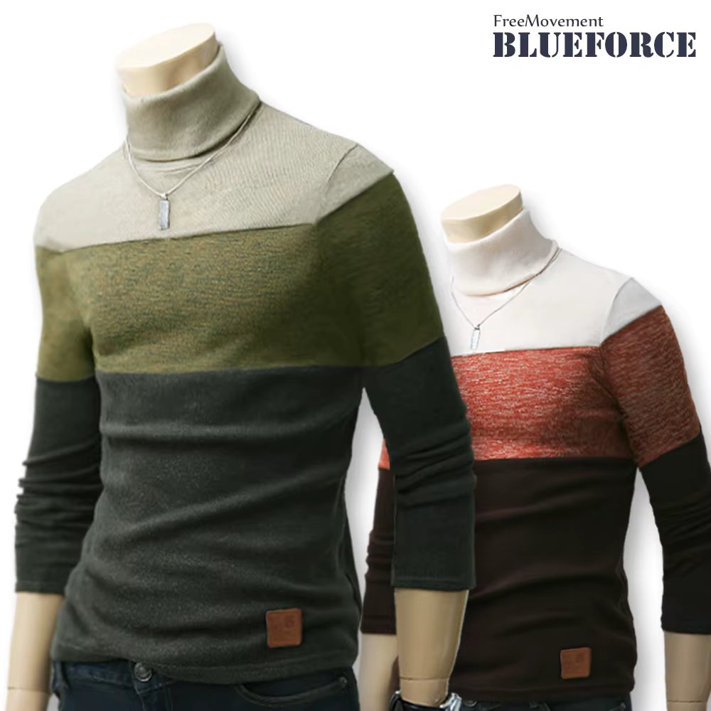 Blue Force Trittle Paged Sour Slim Pit Color Neck Pola T-Shirt Neck Tone