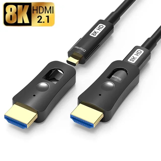 Fiber HDMI Cable 8K Fiber Optic HDMI Cable 8K@60Hz 4:4:4 48Gbps HDR Dolby HDCP2.3 eARC 3D with Dual Micro HDMI and Standard HDMI