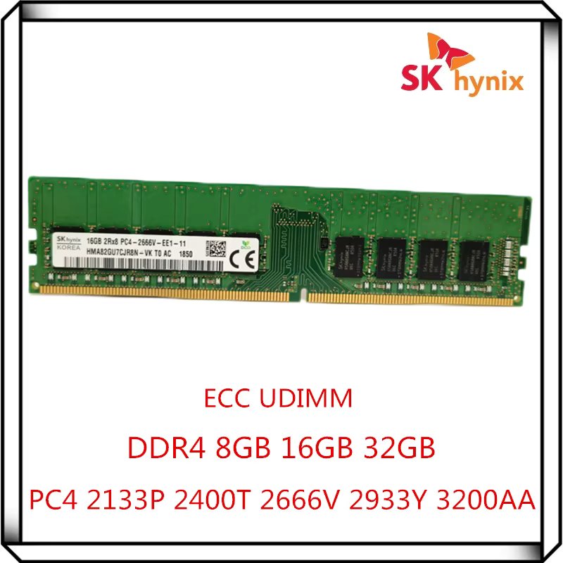 SK Hynix DDR4 8GB 16GB 32GB 2133P 2400T 2666V 2933Y 3200AA PC4  2Rx8 Pure ECC UDIMM RAM workstation Unbuffered Server memory