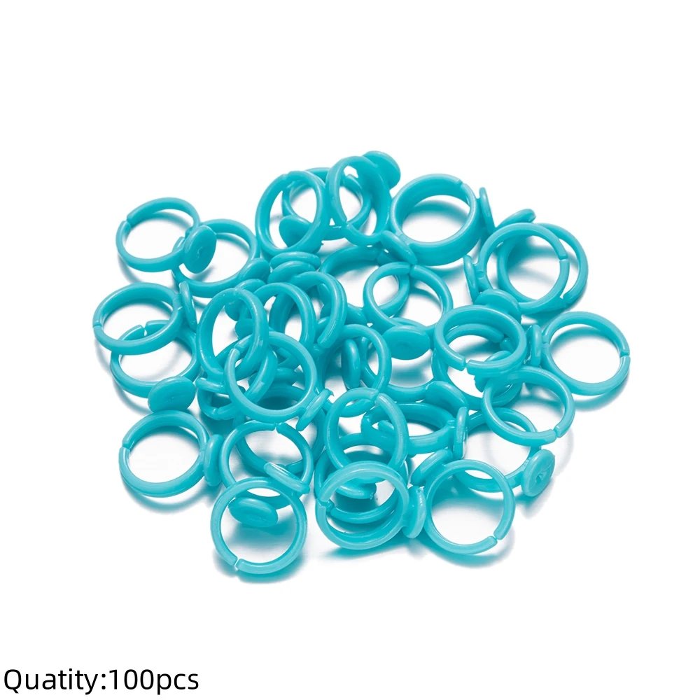 50/100pcs Plastic Adjustable Colorful Blank Ring Base Cabochons Settings Tray For DIY Girl Kids Jewelry Making Accessories Craft
