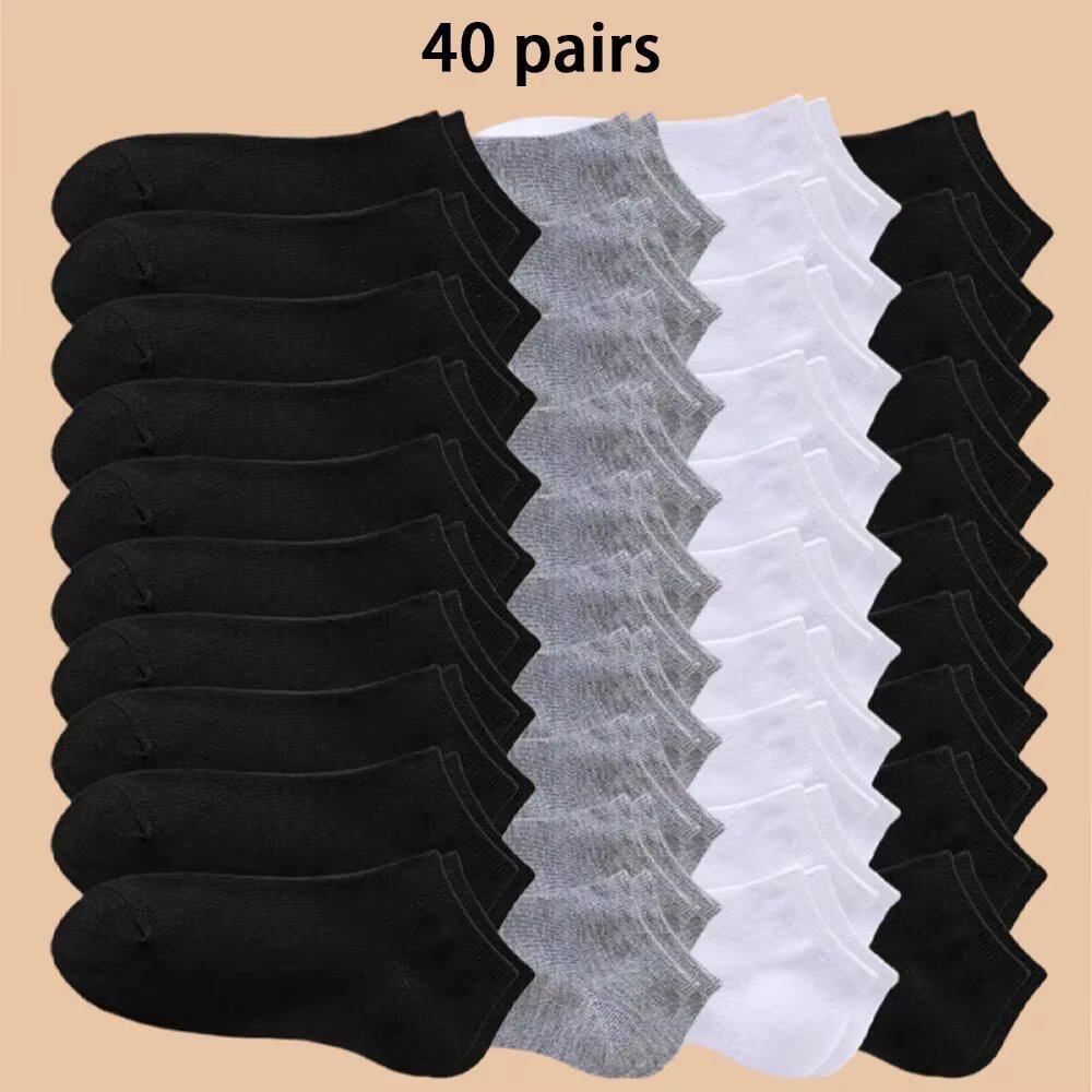 4/5/10/20/40 Pairs of Solid Color Socks, Soft and Lightweight Ankle Socks,  Casual Boat Socks, Low Cut Ankle Socks