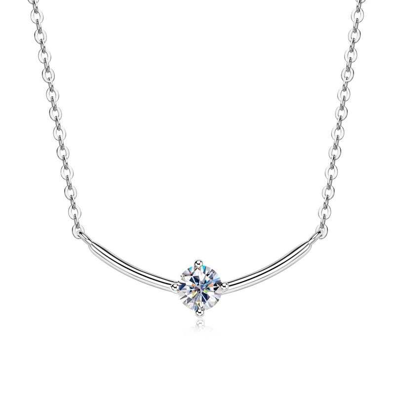 Lnngy Minimalist Choker Necklace For Women 925 Sterling Silver 5mm 0.5ct Moissanite Pendant Necklace Delicate Daily Jewelry Gift