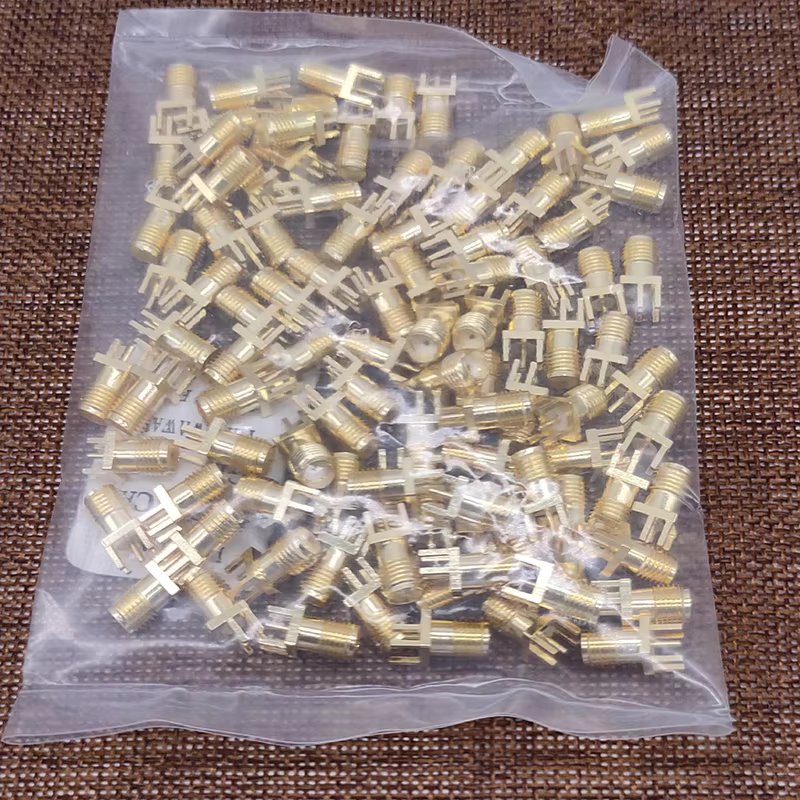 JXRF Connector 100PCS SMA female PCB Edge Mount RF Solder Adapters 0.062' SMA Female Jack Receptacle Solder For 1.6mm PCB board