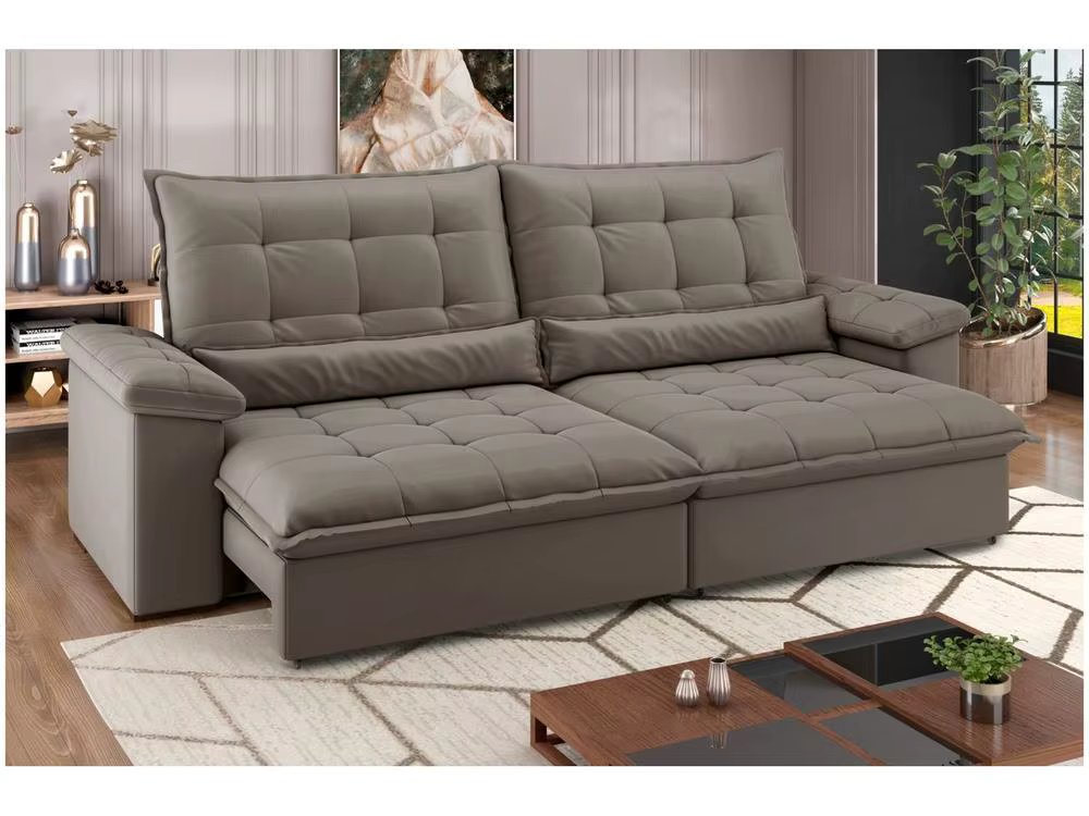 Sofa 4 Seater Retractable Recliner Suede Velvet Strand Emophed Flexforma Upholstered Springs