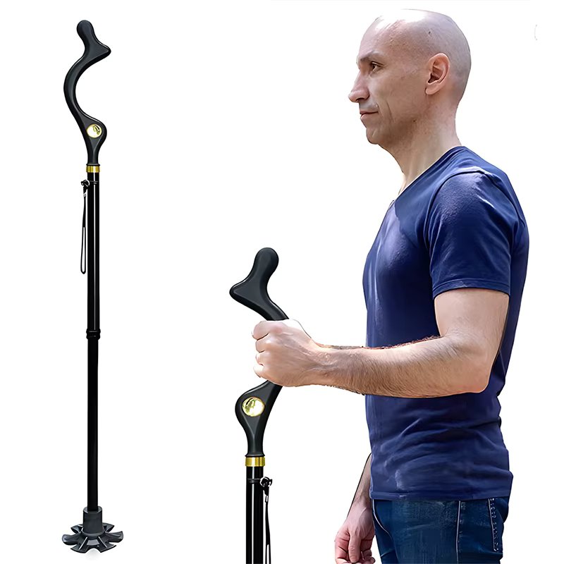 Adjustable Walking Stick for the Elderly Heavy-Duty Aluminum Posture Cane Rubber Traction Tip Folding Cane Travel Mobility Aid