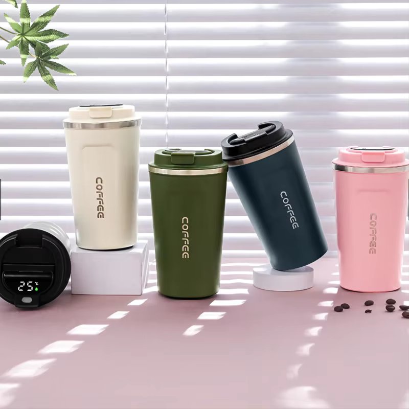 Copos de água para escritório em casa Copo de café inteligente de aço inoxidável de dupla camada